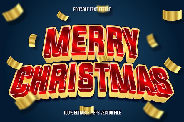 Feliz Navidad Efecto de texto editable Estilo de gradiente en relieve 3D