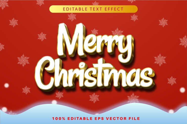 Vector feliz navidad efecto de texto editable estilo de lujo 3d