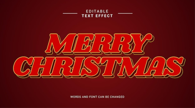 Feliz navidad efecto de texto rojo línea amarilla color moderno