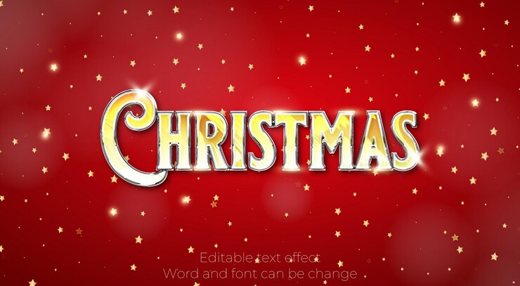 Vector feliz navidad efecto de texto vectorial editable