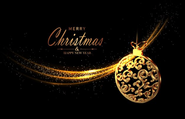 Feliz Navidad Elemento de diseño aislado arco de brillo dorado con juguete retro de árbol de Navidad
