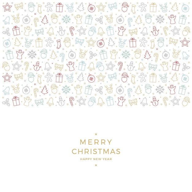 Feliz Navidad elementos de iconos coloridos fondo blanco