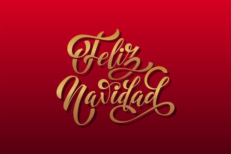Vector feliz navidad en español buena navidad letra de caligrafía moderna en la pegatina para los saludos de la temporada
