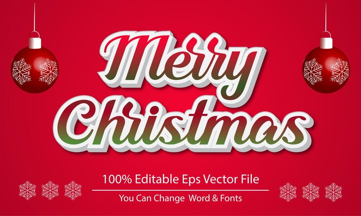 Vector feliz navidad estilo de capa de efecto de texto vectorial editable