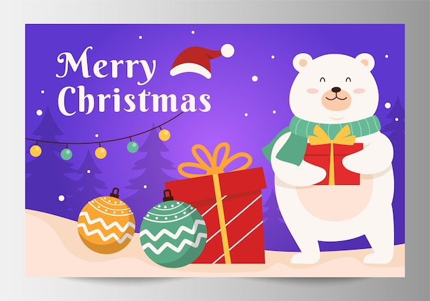 Feliz Navidad Estilo de dibujos animados Osos lindos Diseño de fondo