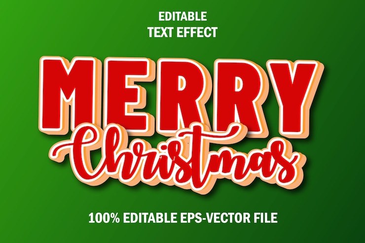 Vector feliz navidad estilo de relieve 3d editable