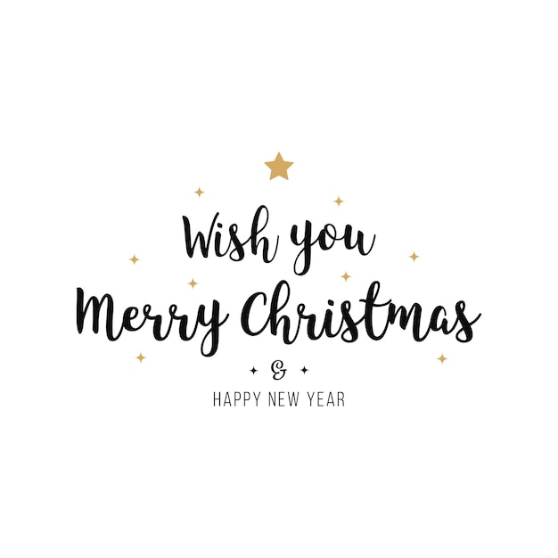 Feliz Navidad felicitación caligrafía texto oro fondo negro aislado