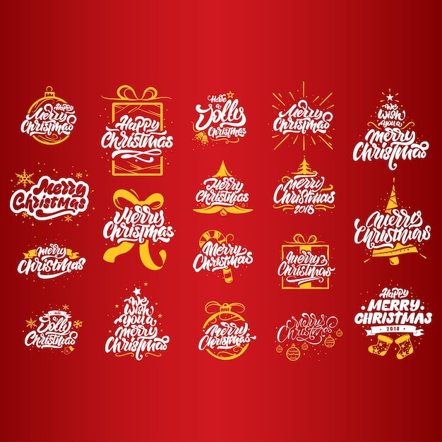 Feliz Navidad Feliz Año Nuevo 2023 Conjunto de tipografía Diseño de texto de logotipos vectoriales