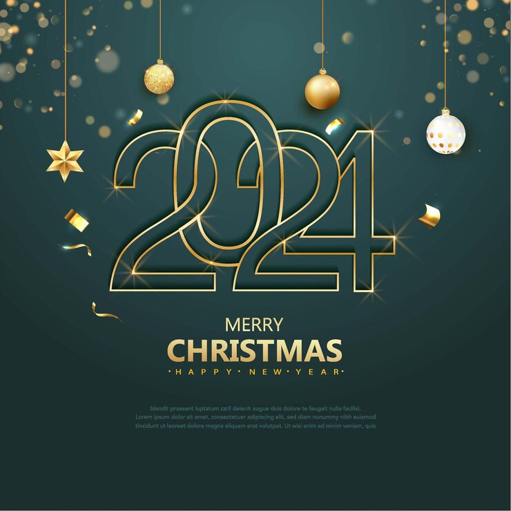 Feliz Navidad y feliz año nuevo 2024 Números de oro