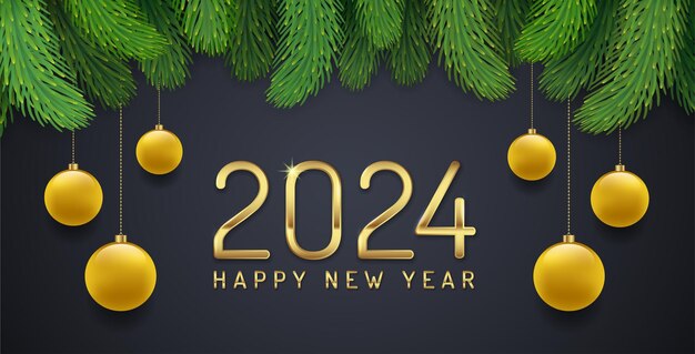 Vector feliz navidad y feliz año nuevo 2024 plantilla de pancarta