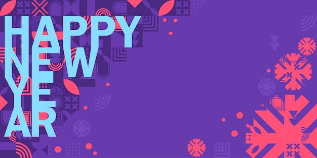 Feliz navidad y feliz año nuevo banner horizontal brillante diseño moderno de navidad con copo de nieve cartel simple banner de venta de tarjetas de felicitación para sitio web