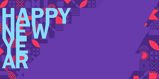 Feliz navidad y feliz año nuevo banner horizontal diseño moderno y brillante de navidad con árbol de navidad banner de venta de tarjeta de felicitación de póster simple para sitio web