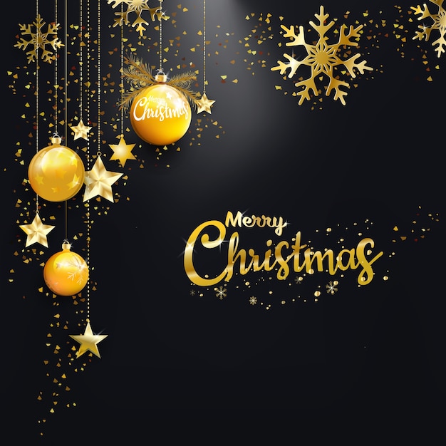 Feliz Navidad Feliz año nuevo bolas de Navidad doradas