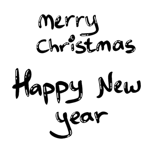 Feliz Navidad y feliz año nuevo caligrafía