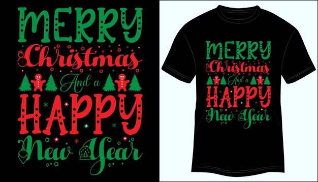 Feliz navidad feliz año nuevo camiseta diseño vector ilustración