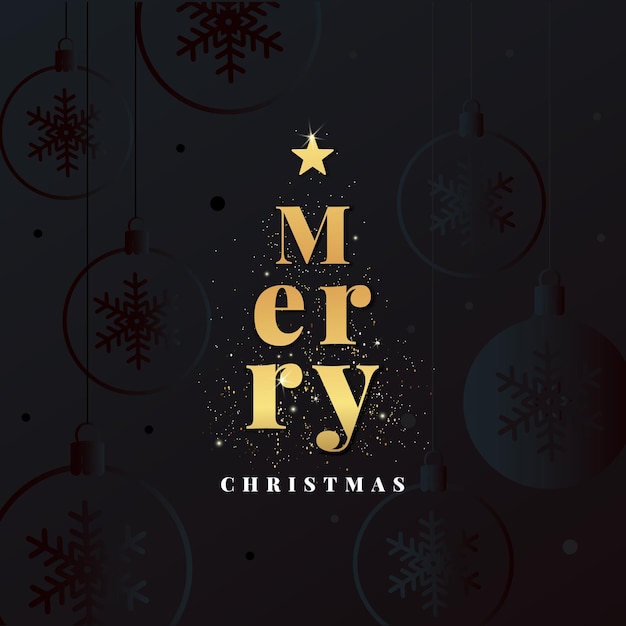 Feliz Navidad y Feliz Año Nuevo cartón de felicitación estandarte diseño de Navidad de lujo con tipografía dorada
