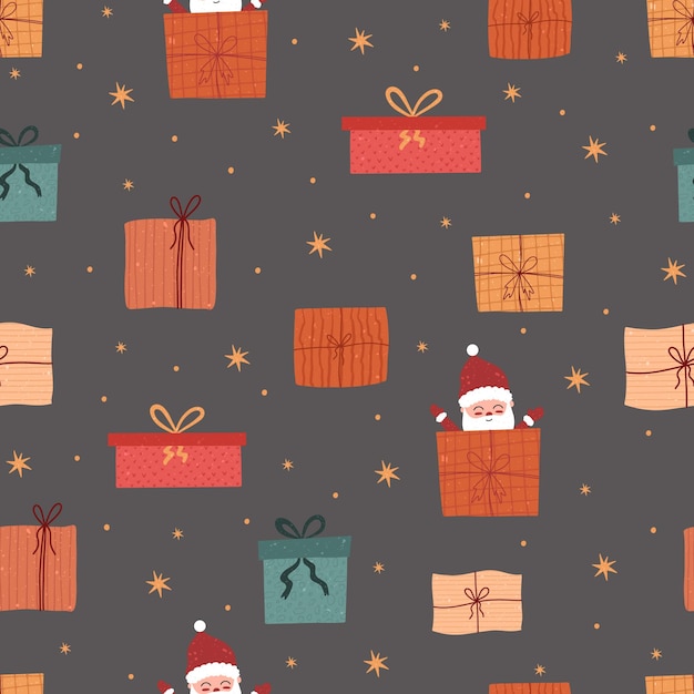 Feliz Navidad Feliz Año Nuevo Colección de regalos vectoriales coloridos de Navidad Vacaciones sin costuras