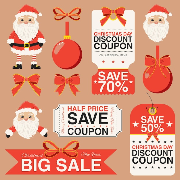 Feliz Navidad y Feliz Año Nuevo conjunto de elementos de venta