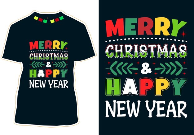 Feliz Navidad y Feliz Año Nuevo Diseño de camiseta