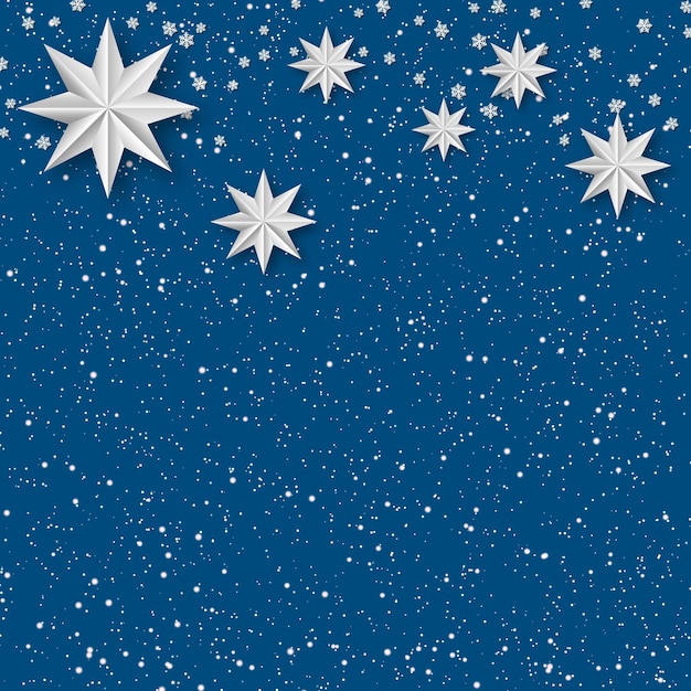 Feliz Navidad y Feliz Año Nuevo elegante fondo vectorial con estrellas y copos de nieve