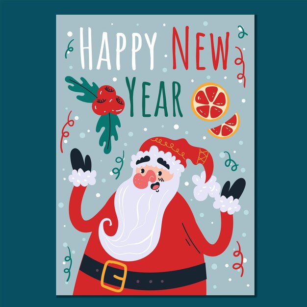 Feliz Navidad y feliz año nuevo fiesta saludo elemento de diseño de cartel de volante de tarjeta de Papá Noel