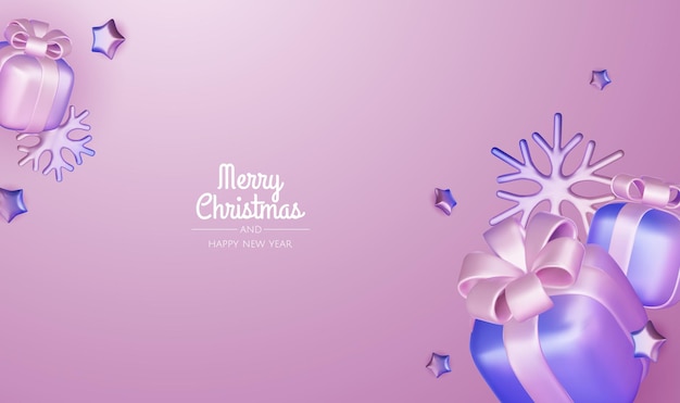 Feliz Navidad y feliz año nuevo fondo árbol de Navidad cajas de regalos bolas de Navidad elemento de Navidad para pancartas web diseño de plantillas de tarjetas de felicitación