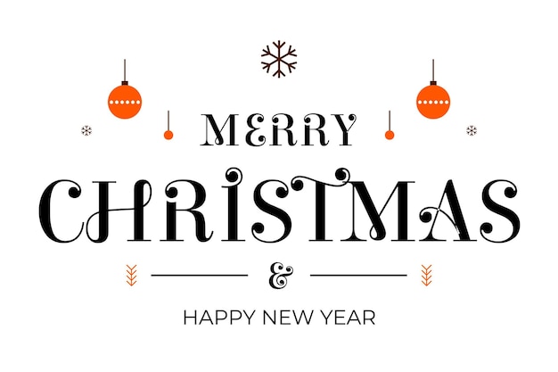 Feliz Navidad y Feliz Año Nuevo en fondo blanco