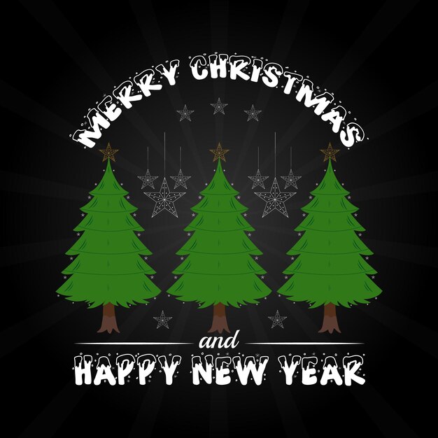 Feliz Navidad y feliz año nuevo fondo con estrella del árbol de Navidad