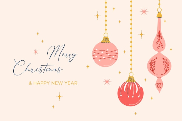 Feliz Navidad y Feliz Año Nuevo Fondo de Navidad vintage con decoraciones de Navidad
