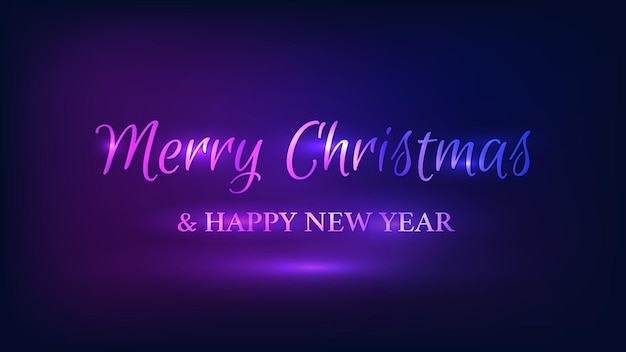 Feliz Navidad y Feliz Año Nuevo fondo de neón