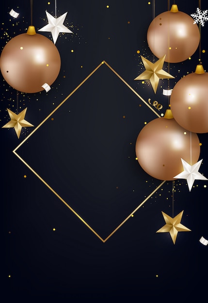 Feliz Navidad y feliz año nuevo fondo oscuro.