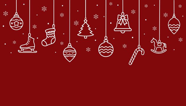 Feliz Navidad y Feliz Año Nuevo ilustración vectorial en estilo doodle fondo rojo diseño moderno