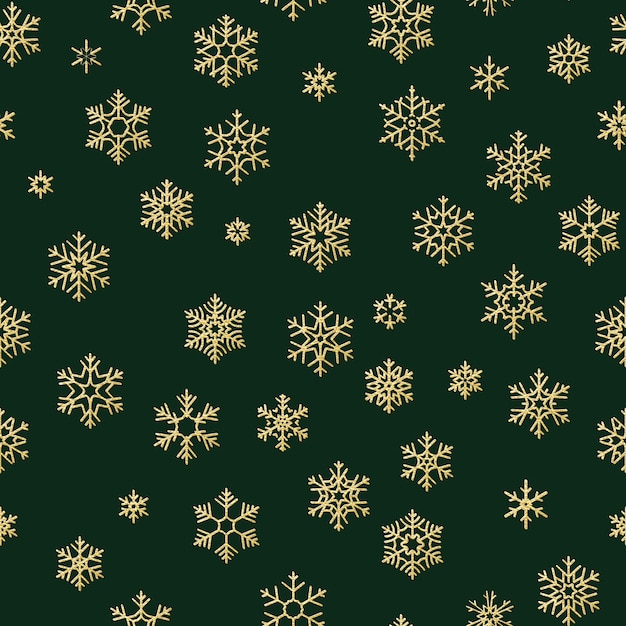 Feliz Navidad y feliz año nuevo invierno copos de nieve doradas de patrones sin fisuras.