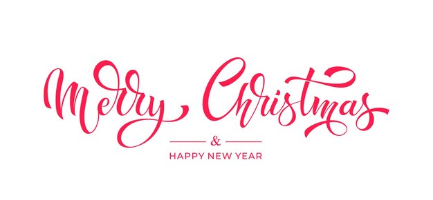 Feliz Navidad y Feliz Año Nuevo letra a mano caligrafía elemento de ilustración de vacaciones vectorial elemento tipográfico para felicitaciones