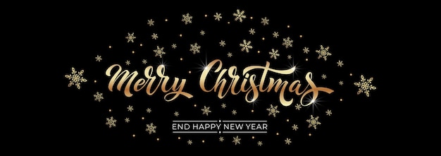 Feliz Navidad y Feliz Año Nuevo letra a mano caligrafía elemento de ilustración de vacaciones vectorial elemento tipográfico para felicitaciones