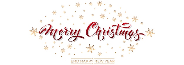 Feliz Navidad y Feliz Año Nuevo letra a mano caligrafía elemento de ilustración de vacaciones vectorial elemento tipográfico para felicitaciones
