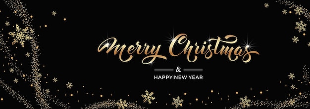 Feliz Navidad y Feliz Año Nuevo letra a mano caligrafía elemento de ilustración de vacaciones vectorial elemento tipográfico para felicitaciones