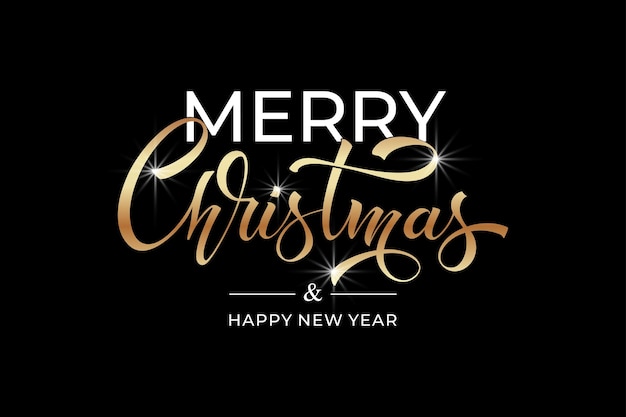 Feliz Navidad y Feliz Año Nuevo letra a mano caligrafía elemento de ilustración de vacaciones vectorial elemento tipográfico para felicitaciones