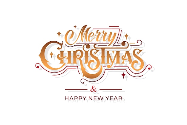 Feliz Navidad y Feliz Año Nuevo letra a mano caligrafía elemento de ilustración de vacaciones vectorial elemento tipográfico para felicitaciones