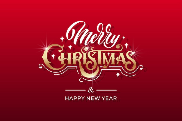 Feliz Navidad y Feliz Año Nuevo letra a mano caligrafía elemento de ilustración de vacaciones vectorial elemento tipográfico para felicitaciones