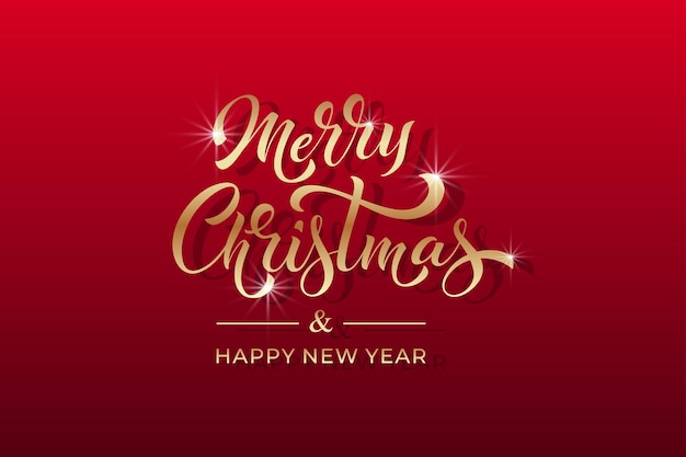 Feliz Navidad y Feliz Año Nuevo letra a mano caligrafía elemento de ilustración de vacaciones vectorial elemento tipográfico para felicitaciones