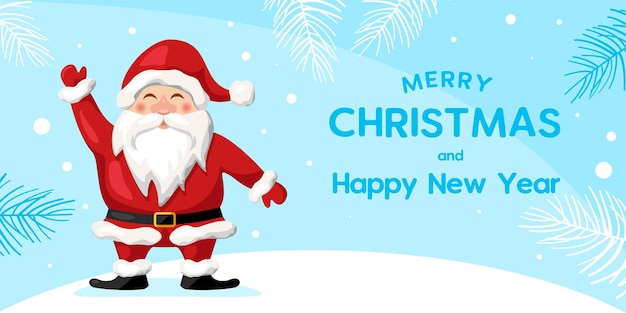 Feliz Navidad y Feliz Año Nuevo con el lindo personaje de dibujos animados de Santa Claus Holiday