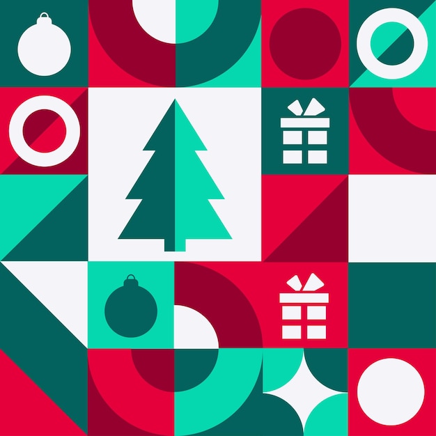 Feliz Navidad y Feliz Año Nuevo Patrón geométrico sin costuras plantilla para cartel de cartel de bandera de fondo Ilustración vectorial EPS10