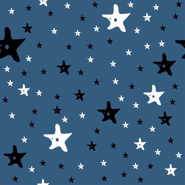 Feliz Navidad y feliz año nuevo de patrones sin fisuras Azul con estrellas en blanco y negro Papel de regalo