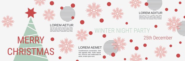 Feliz Navidad y Feliz Año Nuevo plantilla de banner vectorial de estilo minimalista
