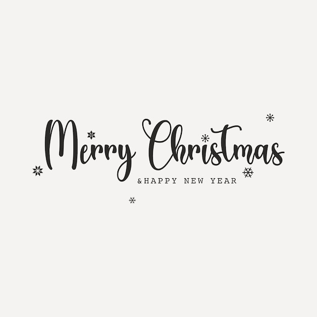 Feliz Navidad y Feliz Año Nuevo plantilla de letras Tarjeta de felicitación o invitación monocromática