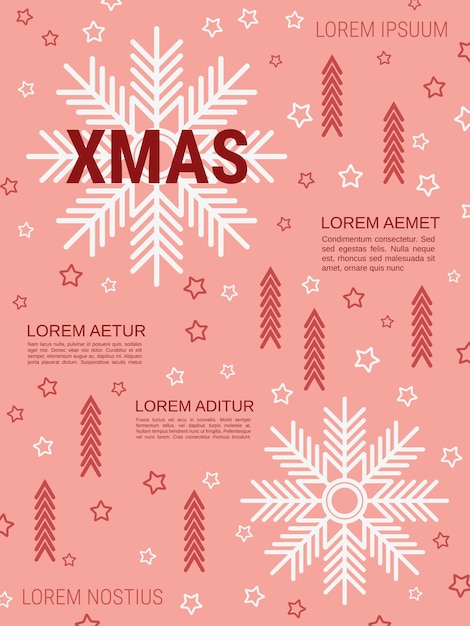 Feliz Navidad y Feliz Año Nuevo plantilla de volante vectorial de estilo minimalista