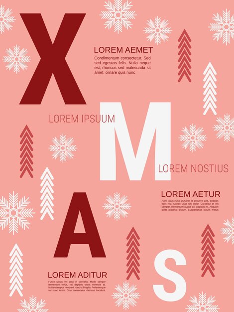 Feliz Navidad y Feliz Año Nuevo plantilla de volante vectorial de estilo minimalista