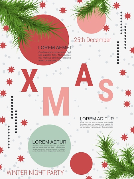 Feliz Navidad y Feliz Año Nuevo plantilla de volante vectorial de estilo minimalista