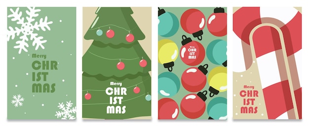 Feliz Navidad y Feliz Año Nuevo Set de tarjetas de felicitación Diseño moderno y hermoso de Navidad con tipografía